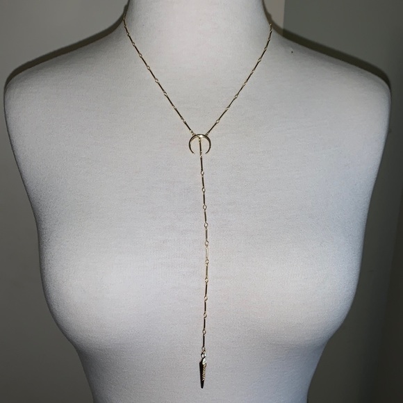 Luv AJ Gold Tone Pave CZ pendant Lariat Necklace - Picture 2 of 16